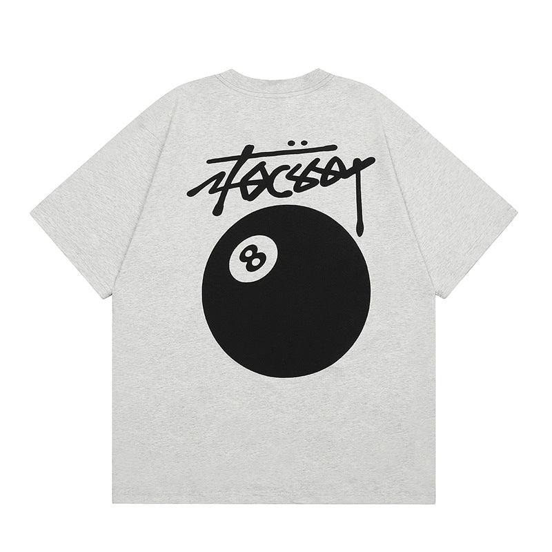 Hip Hop Clothes New York Black 8 Print Short Sleeve T-Shirt Summer Loose Top