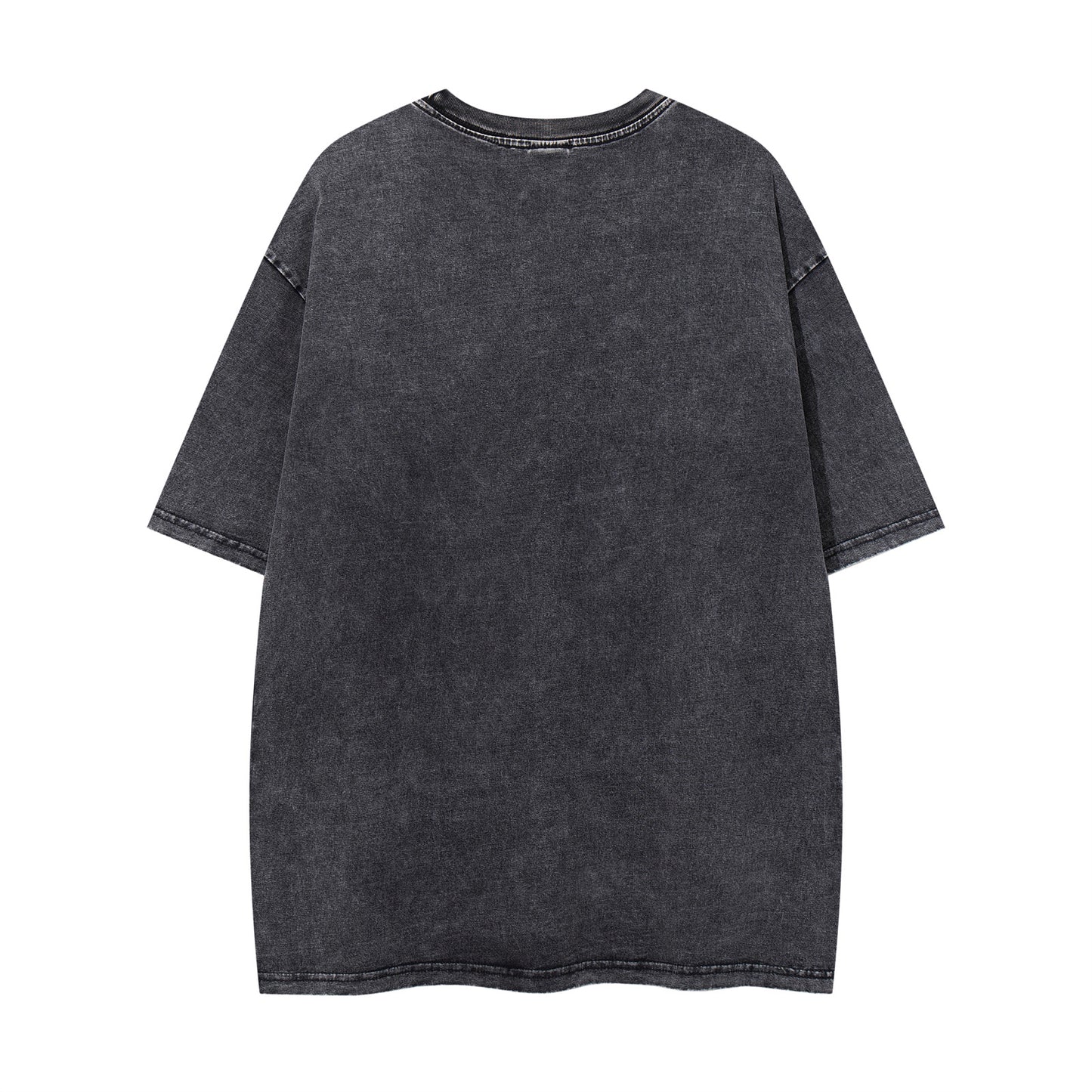 Distorted vintage washed old alphabet print short sleeve t-shirt