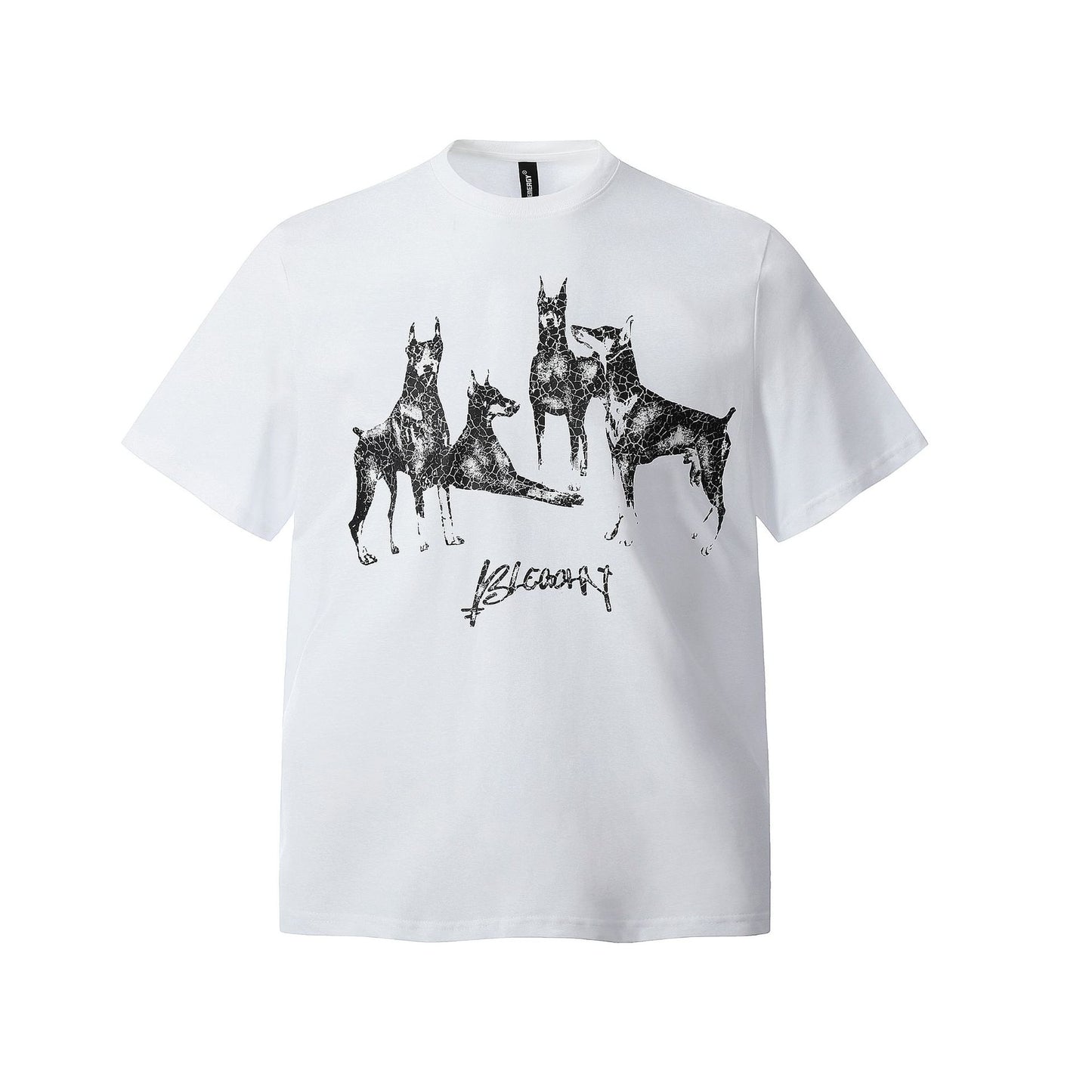 Retro Style Shirt For Men Summer Doberman Print T-Shirt Short Sleeve