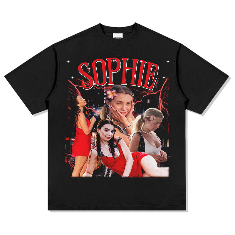 Marcas streetwear usa vintage hip hop Fei SOPHIE print short sleeve t-shirt