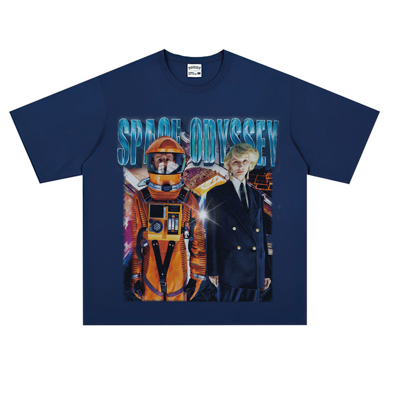 Film Star T Shirt Movie 2001 Space Roaming Printing Personalized Cotton Short Sleeve Loose round Neck Retro T-shirt