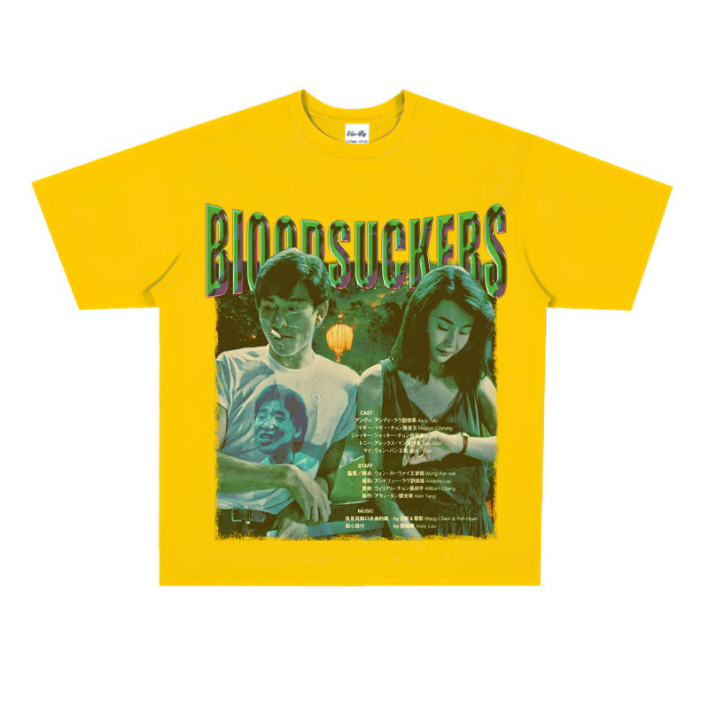 Film Star T Shirt Short Sleeve Loose Retro American T-shirt Men