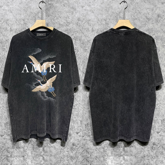 Amiri T-shirt Washed and Worn Retro Short Sleeve T-shirt