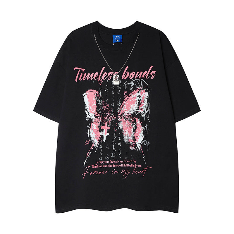 Nyc 1990 Shirt oversize Butterfly Letter Print Short Sleeve Top