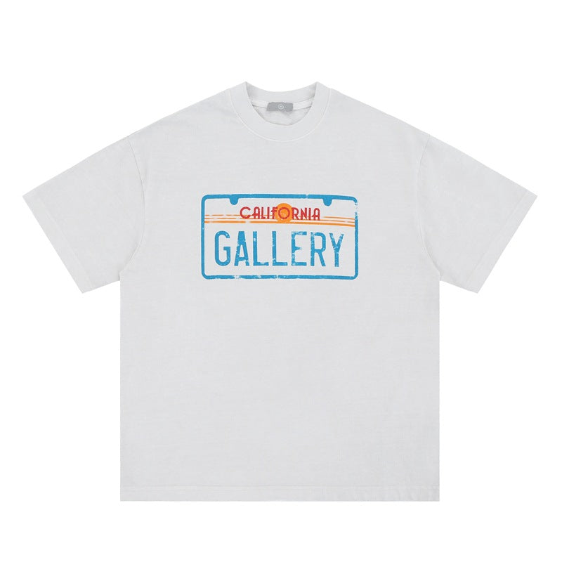 Vintage College Shirts Summer Washed Old Printed Hip Hop Crew Neck Short Sleeve T-Shirt