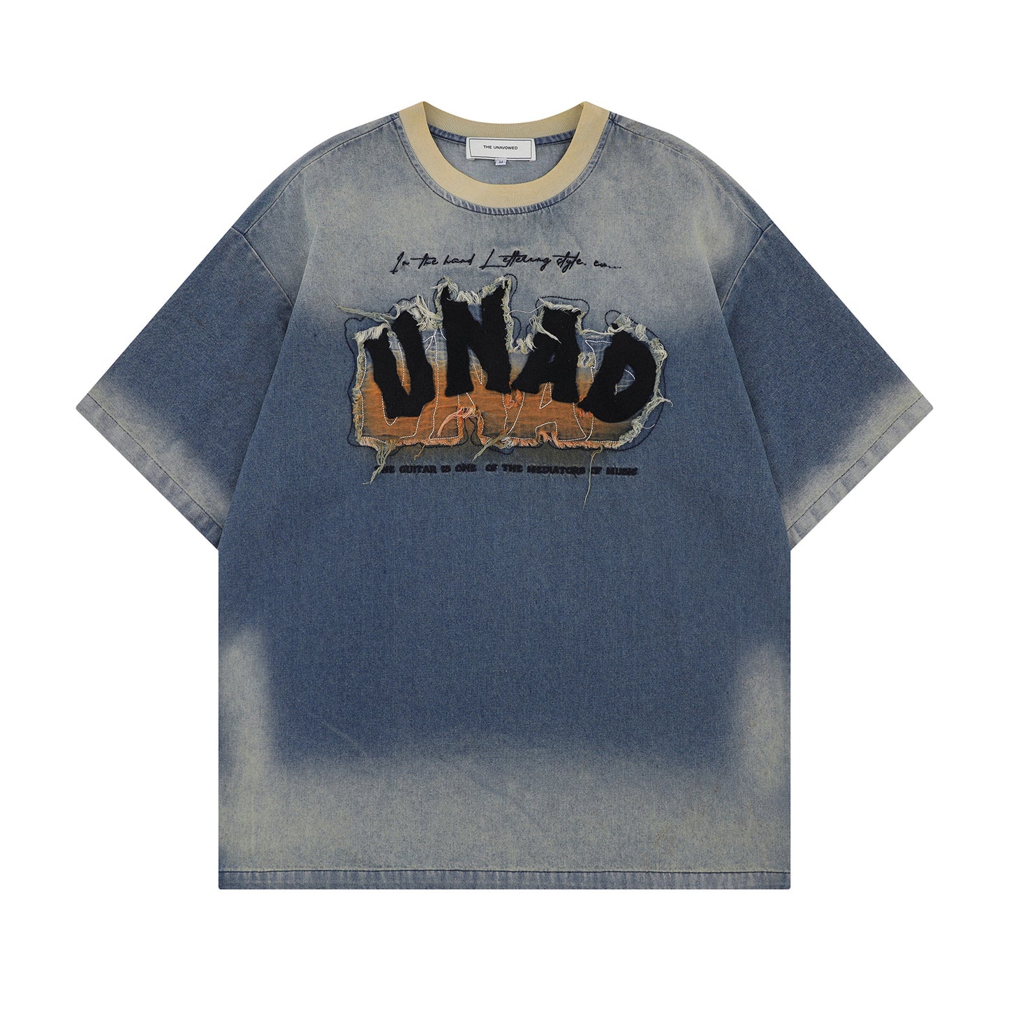 Vintage tarz t shirt vintage old denim short sleeve t-shirt summer loose casual top