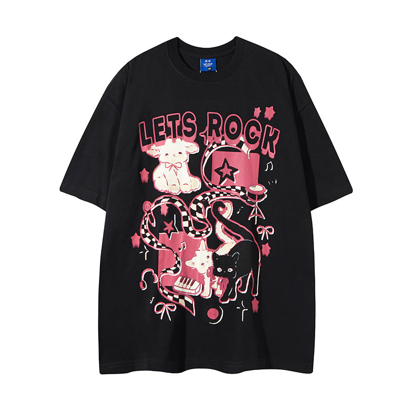 Nyc 1990 Shirt Vintage Cartoon Print Short Sleeve T-Shirt Oversize Top