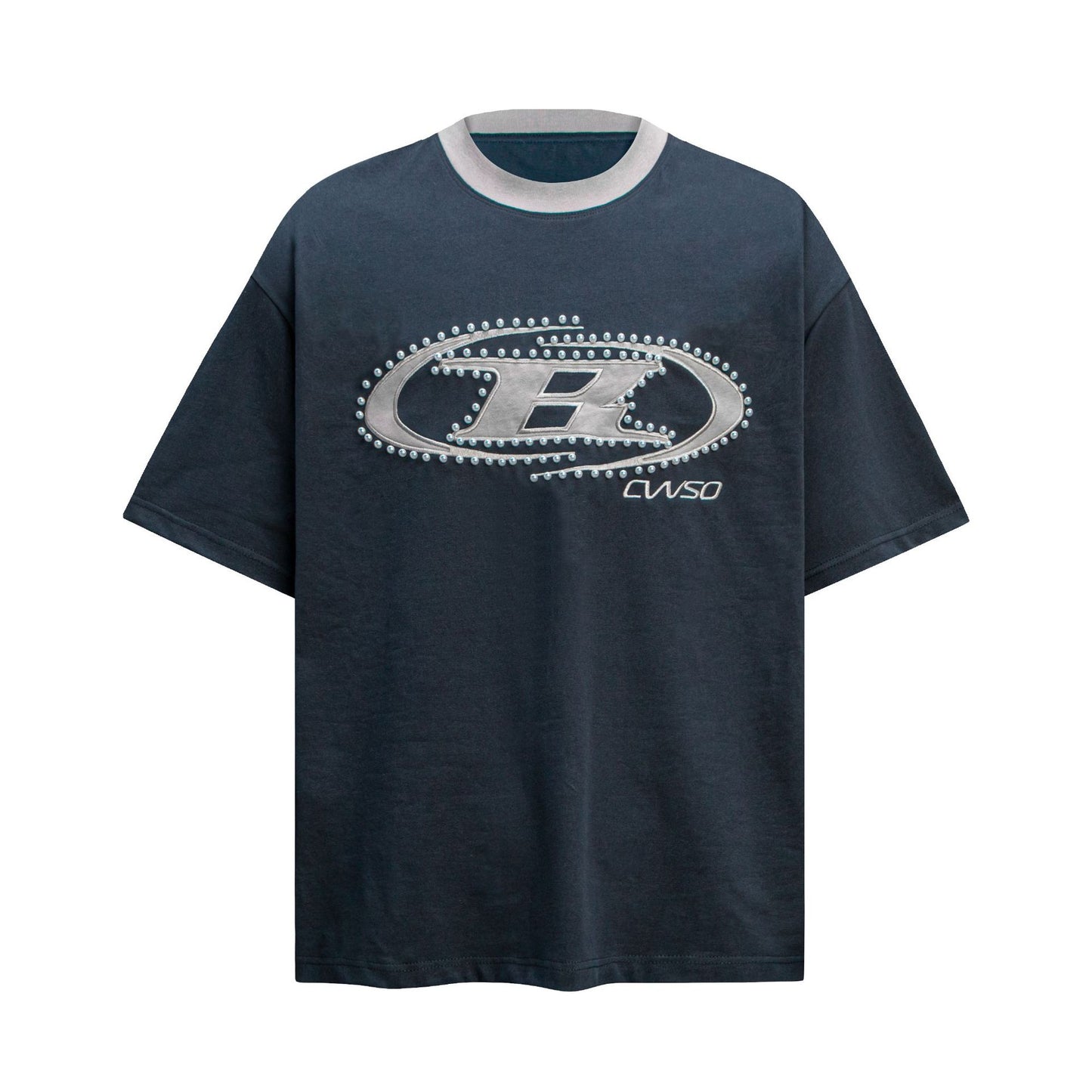 Unisex T-shirts Summer Embroidery Bead Figure Men's Loose Short Sleeve T-Shirt