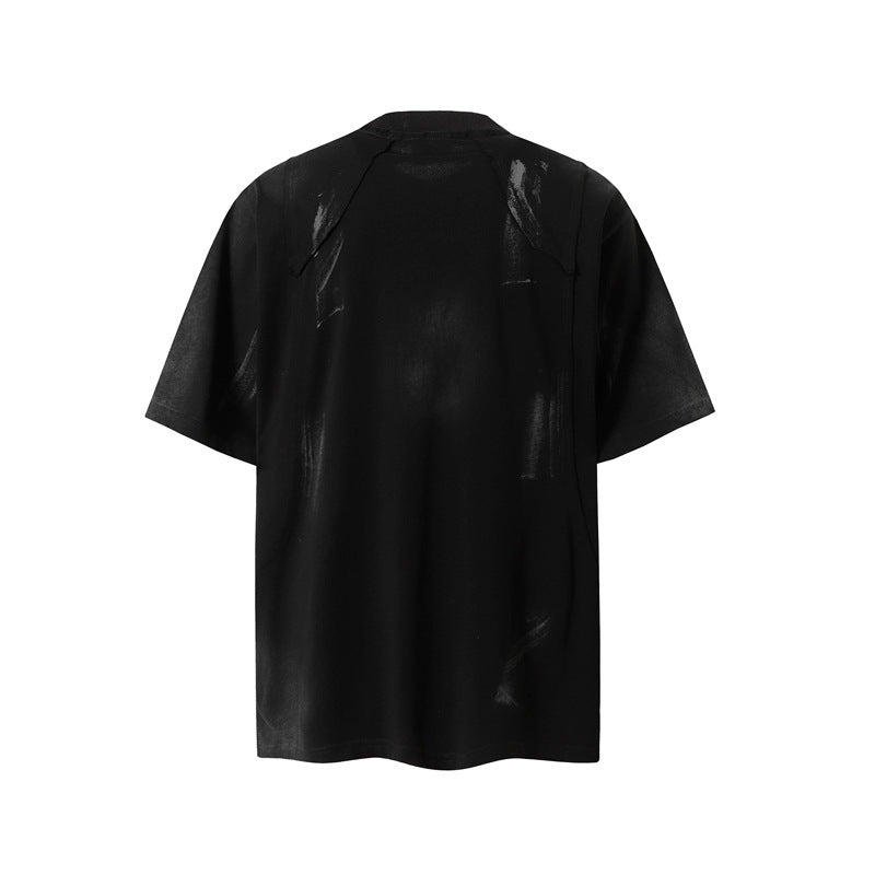 Stone Wash T shirt Retro Old Short Sleeve T-Shirt