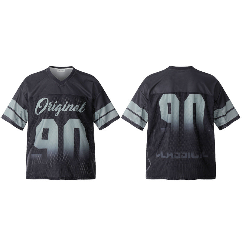 Stone Wash T shirt Rugby jersey Short Sleeve Casual T-shirt