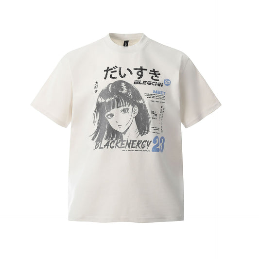 Retro Style Shirt For Men Summer Vintage T-Shirt Loose Cartoon Anime Print Short Sleeve Top