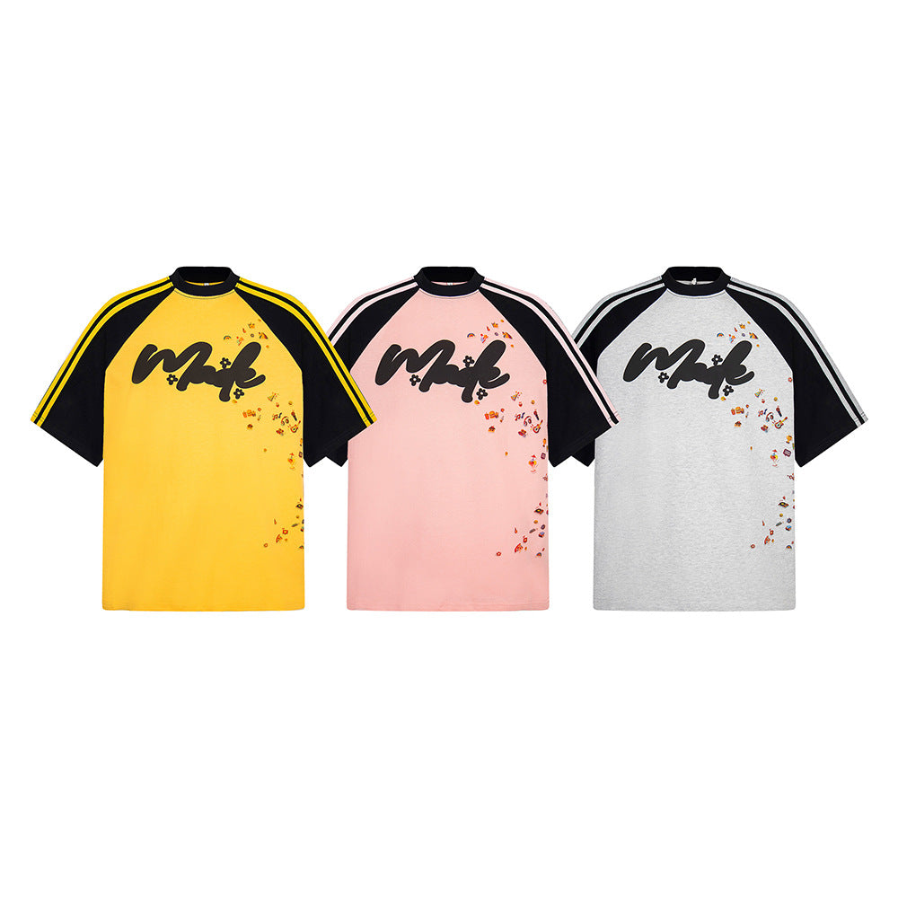 Nostalgia T Shirts Vintage Short Sleeve T-Shirt Summer Loose Dopamine Top