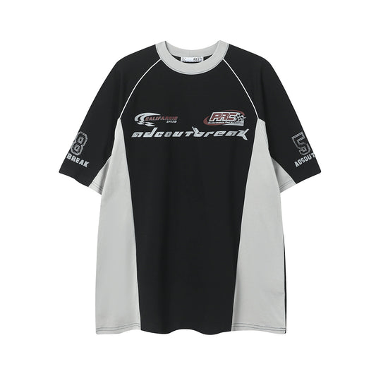 Racing oversized t shirt summer short-sleeved jersey loose locomotive racing suit sports t-shirt