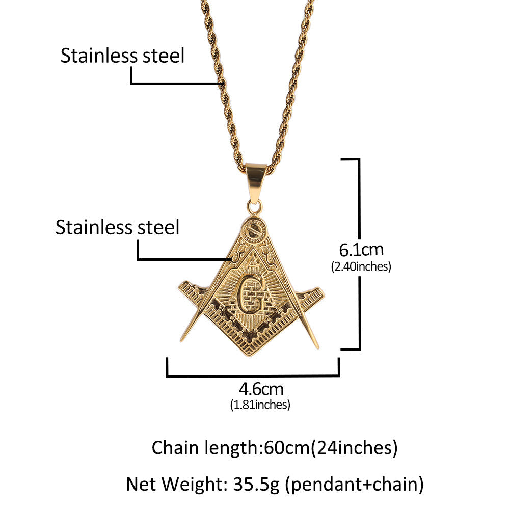 Jewelry Hip Hop Stainless Steel Masonic Pendant Necklace