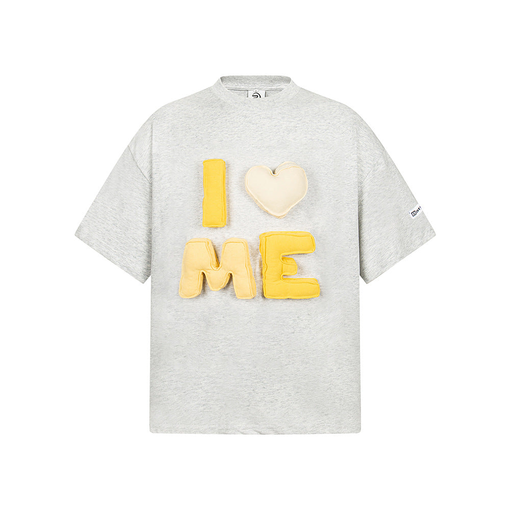 Hip Hop Clothes New York vintage three-dimensional love print loose T shirt