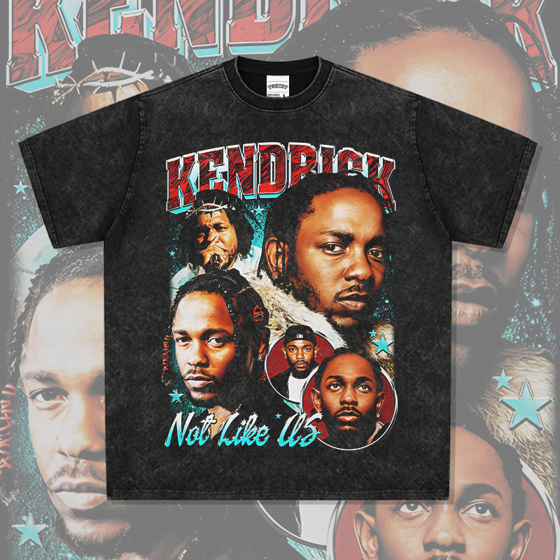 Cool t rapper hip hop kendrick kung fu kenny print short sleeve t-shirt