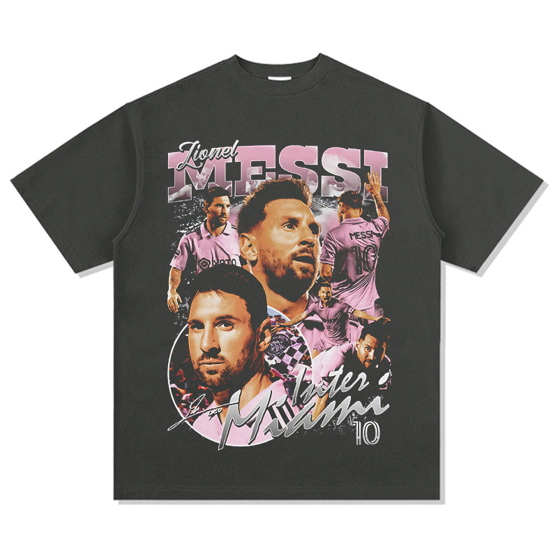 Marcas streetwear usa vintage messi print long sleeve short sleeve t-shirt
