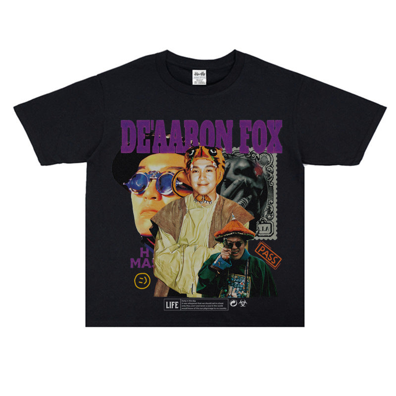 Film Star T Shirt Short Sleeve American Retro Loose-Fitting Pure Cotton T-shirt Men