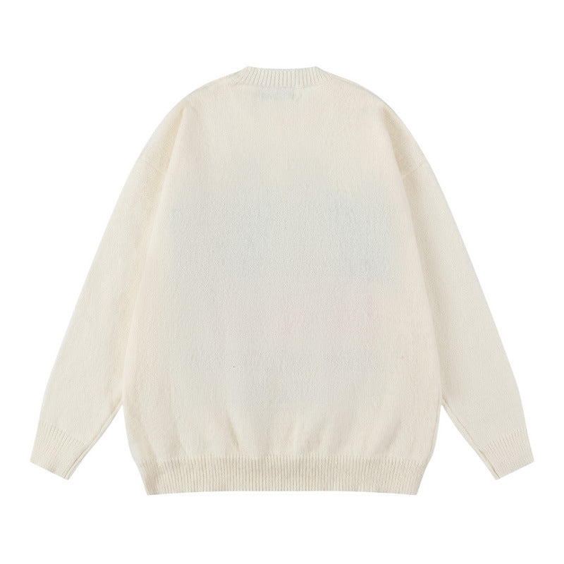 Vice streetwear alphabet print fleece sweater vintage alphabet sweater