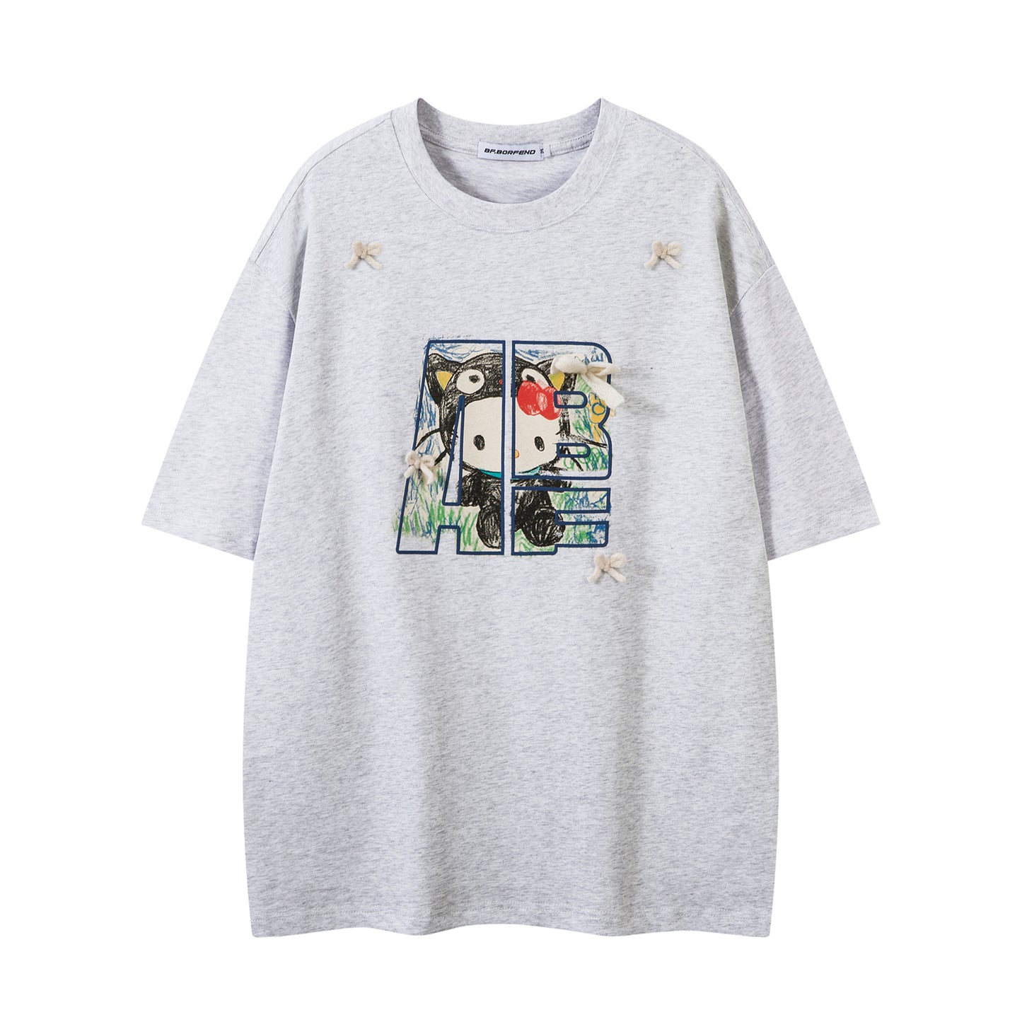 Distorted vintage graffiti short-sleeved t-shirt summer loose casual top
