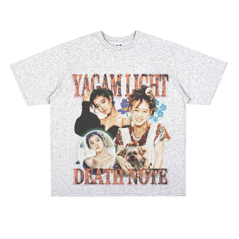 Film Star T Shirt Popular Female Singer Akina Nakamori People Loose Heavy Retro Street T-shirt Men and Women