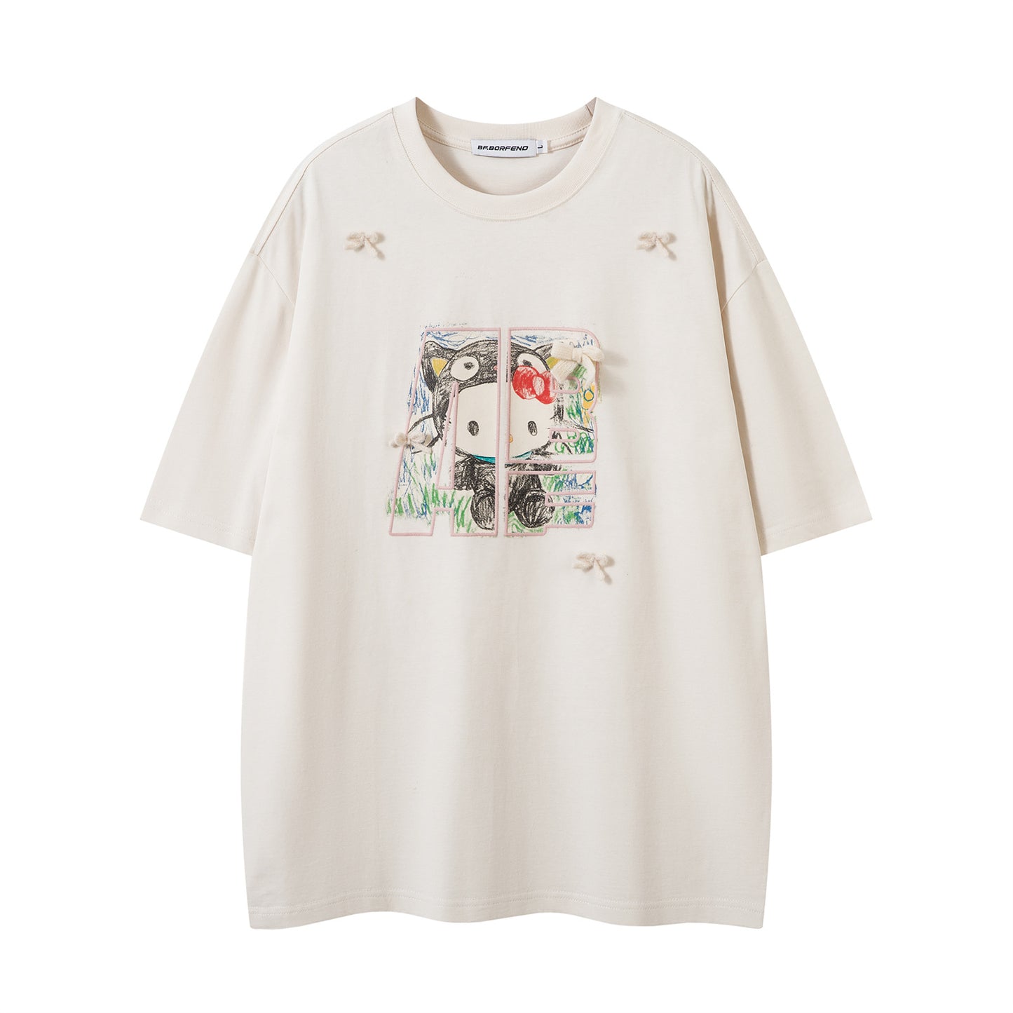 Distorted vintage graffiti short-sleeved t-shirt summer loose casual top