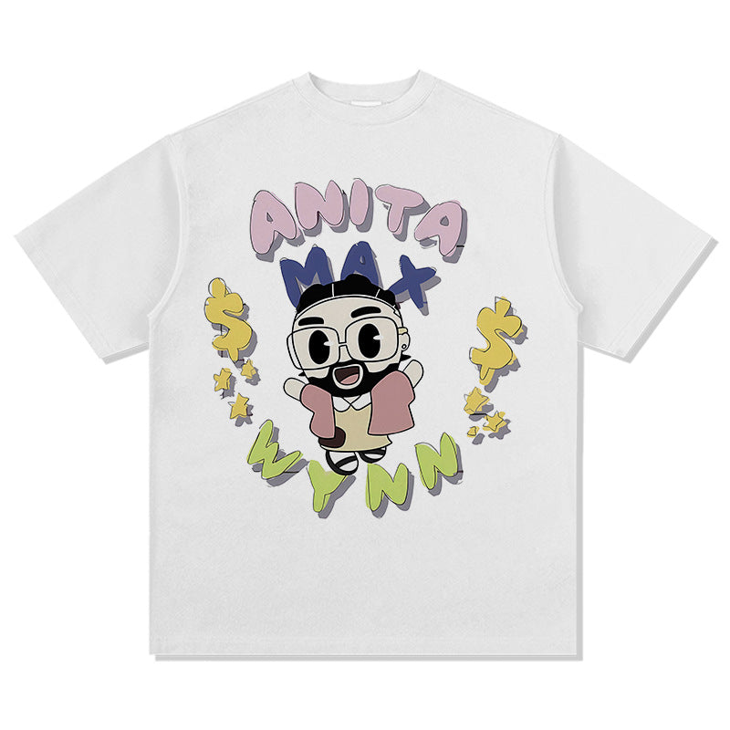 Outfit streetwear vintage hip hop drake print short sleeve t-shirt