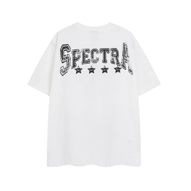 Y2K mens shirt hip hop retro loose round neck men's short sleeve T-shirt