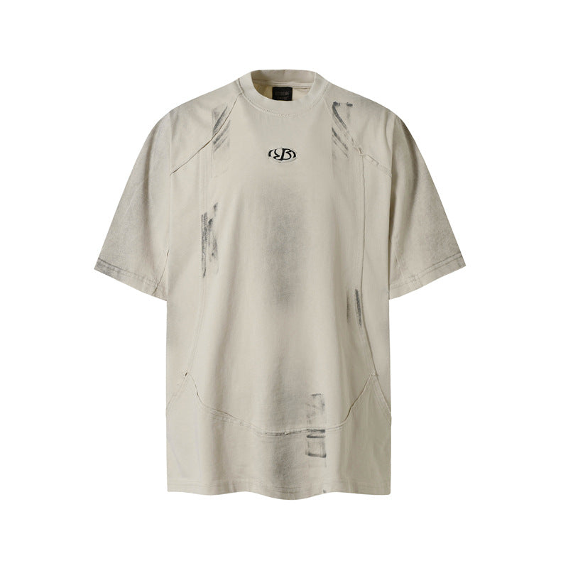 Stone Wash T shirt Retro Old Short Sleeve T-Shirt