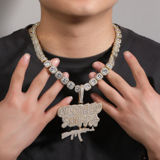 Jewelry Mixed Square Diamond AK47 Letter Pendant hiphop Spectrum Armament Word Up