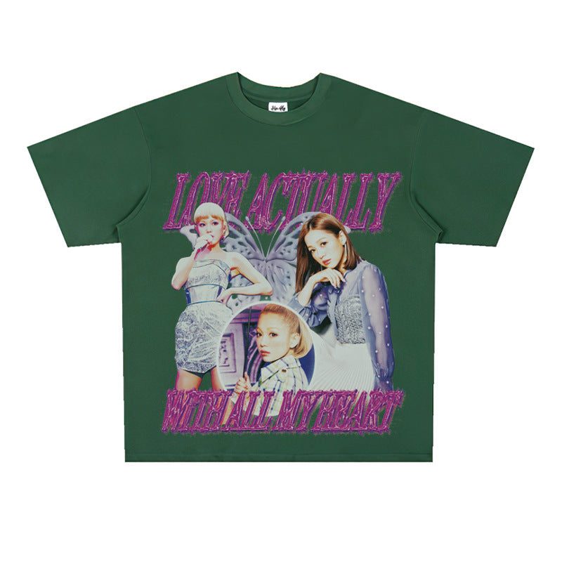 Film Star T Shirt Loose Retro Street T-shirt Men and Women Same Style