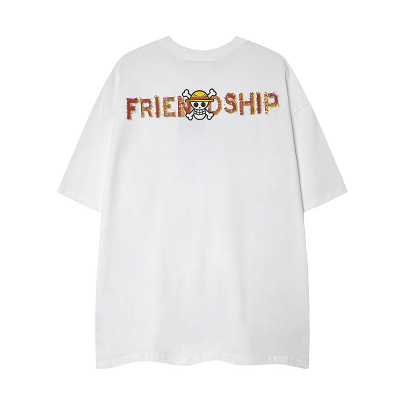 Nyc T Shirt Cartoon Luffy Printed Short Sleeve T-Shirt Loose Top