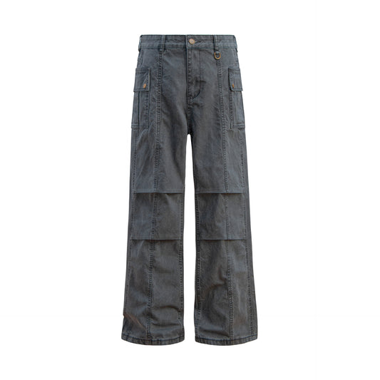 Hip Hop Pants For Boys Vintage Paratrooper Overalls Straight and Old Loose Casual Pants