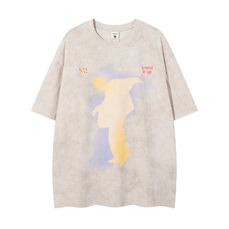 US drip outfits Summer Vintage Character Design Casual Loose Short Sleeve T-Shirts
