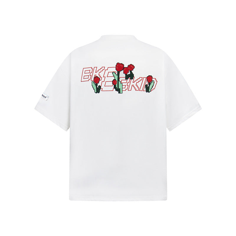 Casual Street Wear Rose Tulip Short Sleeve T-Shirt