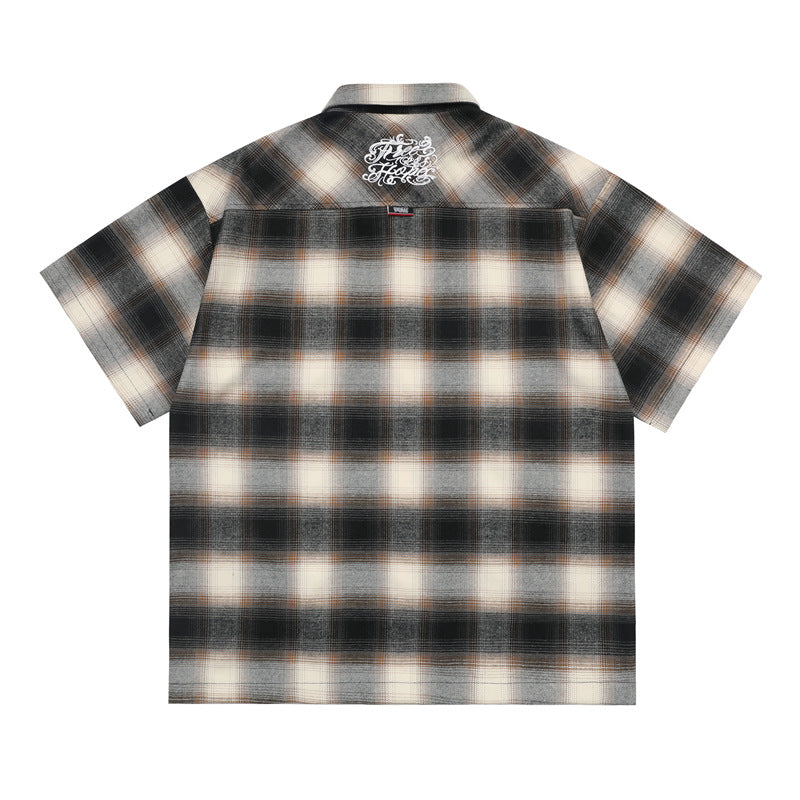 Casual Street Wear Checked Shirt Short Sleeve Shirt