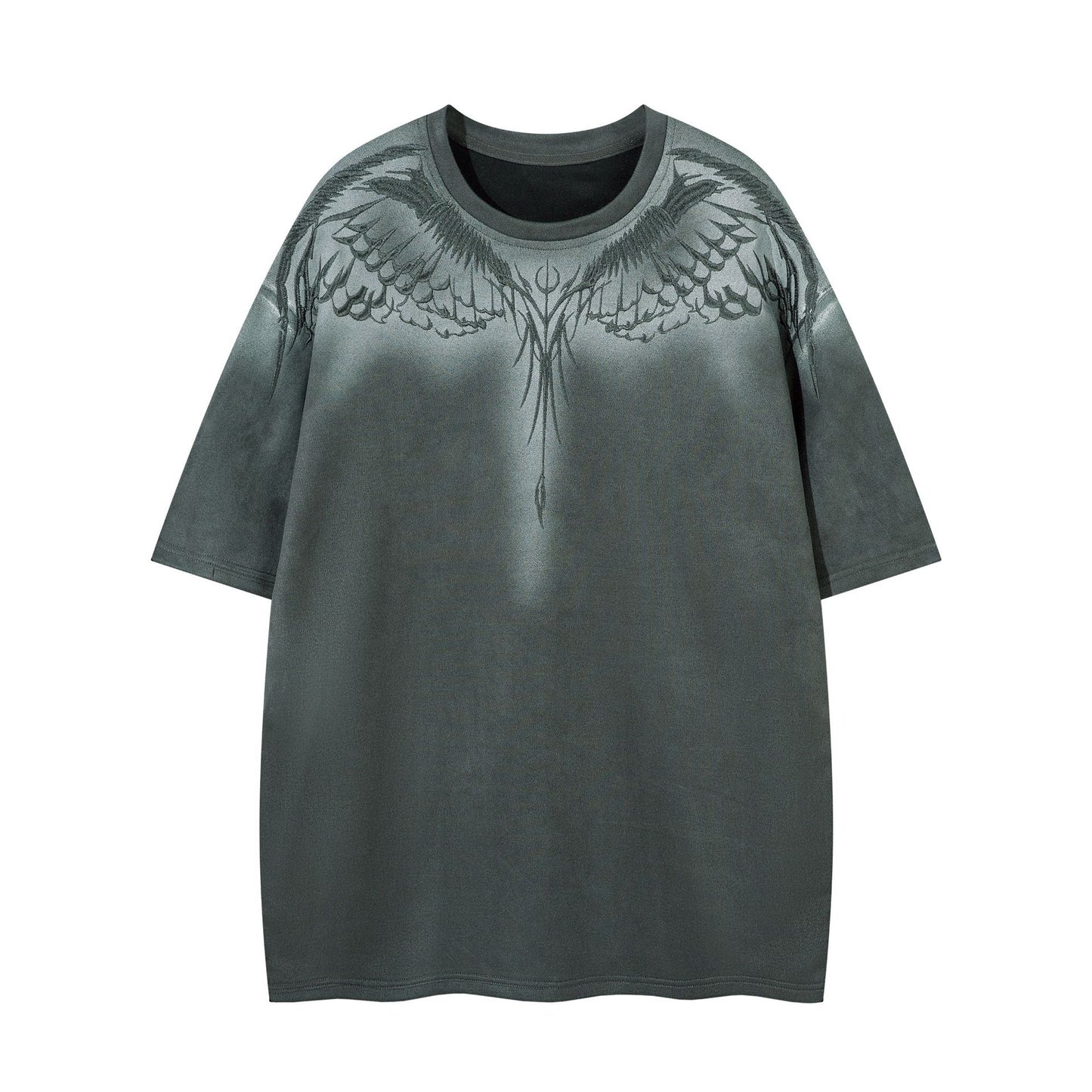 Hip hop clothing new york summer angel wings embroidered short sleeve t-shirt