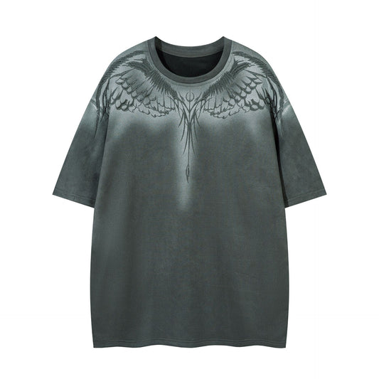 Hip hop clothing new york summer angel wings embroidered short sleeve t-shirt