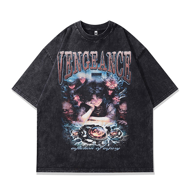 Ropa Vintage Hombre Graffiti Short Sleeve T-Shirt Loose Top