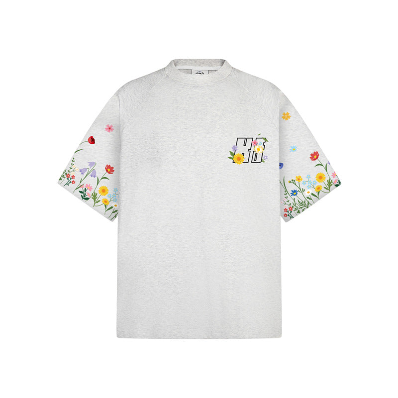 Casual Street Wear Floral Letter Embroidered Vintage Short Sleeve T-Shirt