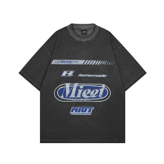 1990 Fashion T-Shirt Summer Short Sleeve Washing Water Old Printed Short Sleeve T-Shirt