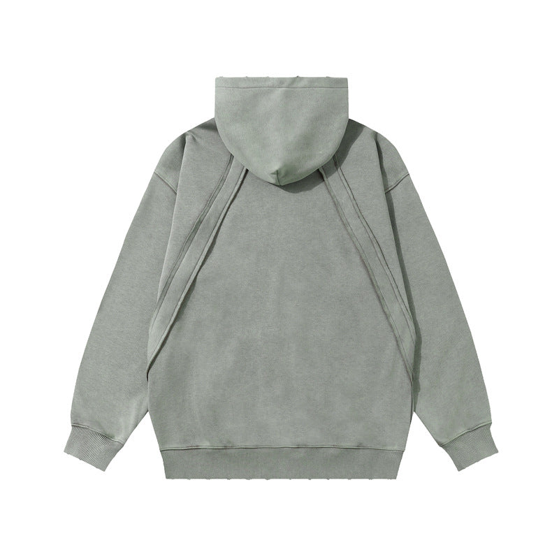 Streetwear Hoodie Vintage Washed Old Hooded Fleece Sweater Embroidered Hoodie