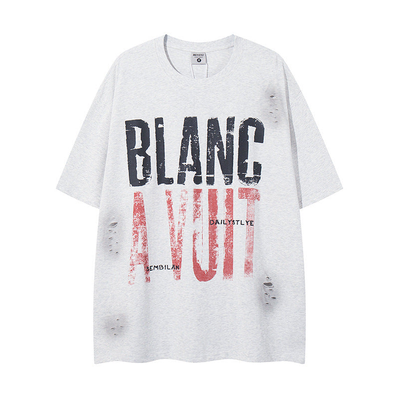 US drip outfits Summer Vintage Alphabet Print Casual Loose Short Sleeve T-Shirts