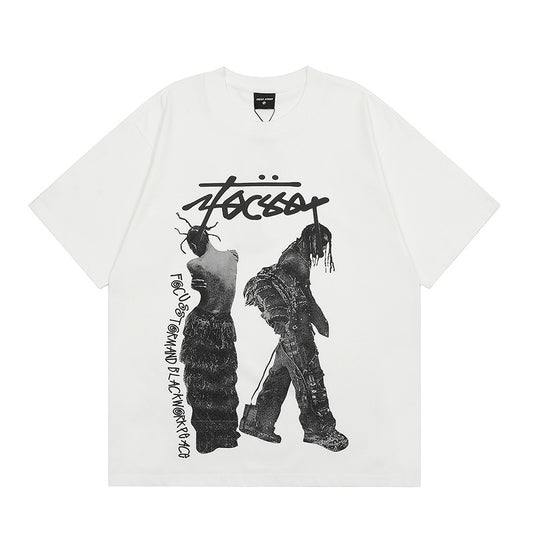 Marcas De Streetwear Summer Vintage Old Figure Print Short Sleeve T-Shirt