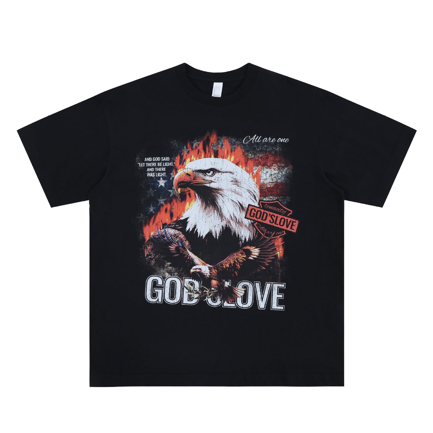 Vintage College Shirts Eagle Letter Print Summer Short Sleeve T-Shirt