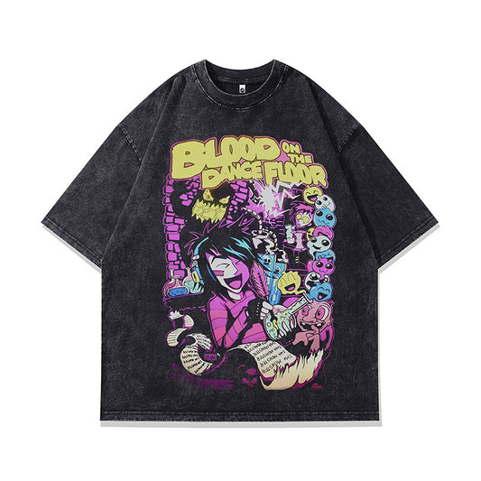 Ropa Vintage Hombre Hip Hop Vintage West Coast Cartoon Print Short Sleeve T-Shirt