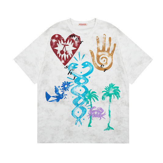 Hustle vintage summer t-shirt loose short sleeves