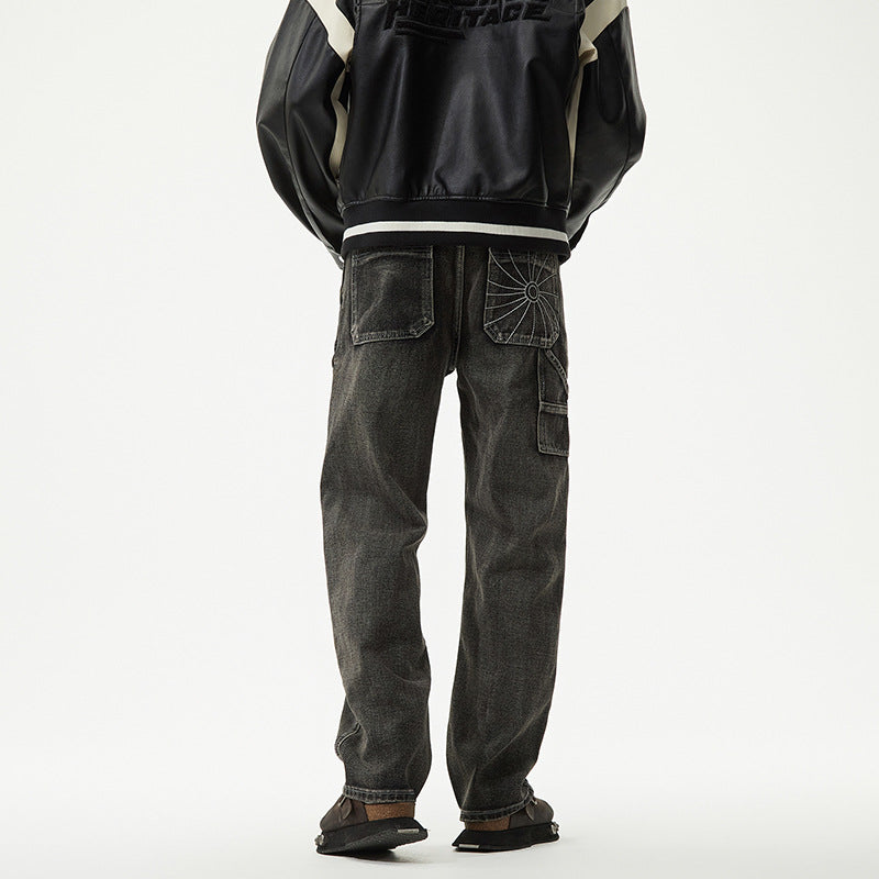 1990 Fashion Jeans Embroidered Spider Web Casual Loose Jeans