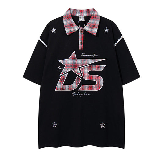 Camisetas streetwear Summer Vintage POLO Neck Casual Loose Short Sleeve T-Shirt