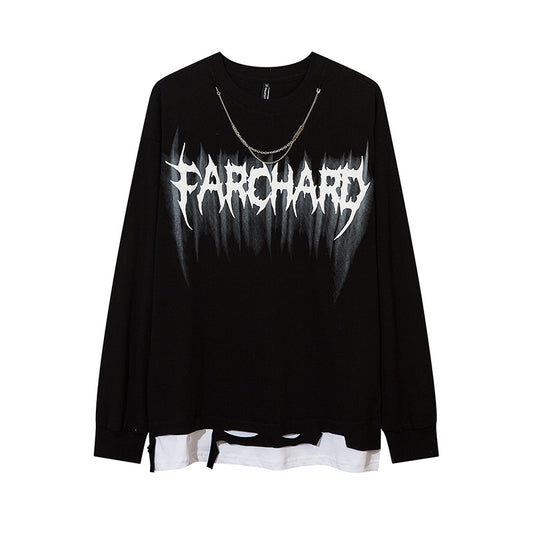 Vintage T Shirts Hip Hop Vintage Long Sleeve T-Shirt Loose Top